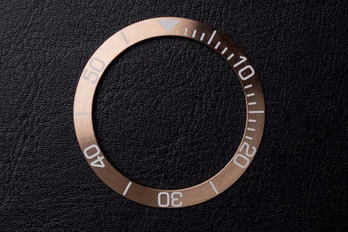 39.4mm Stainless Steel Diver Bezel Insert - Type B Champagne Rose Gold Brushed