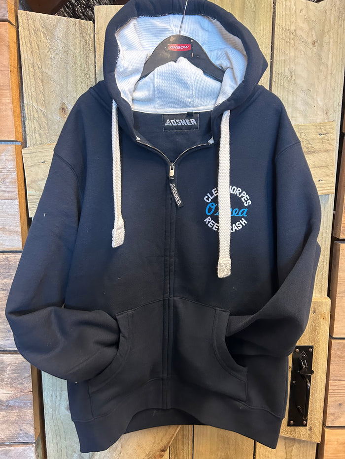 Cleethorpes navy zipped hoodie surf & sun