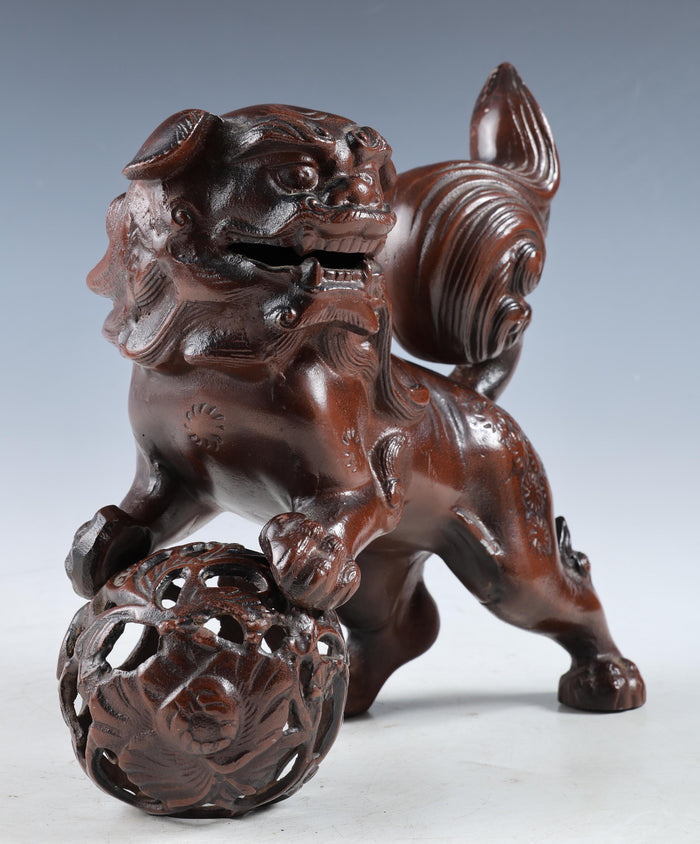Beautiful Japanese Legendary Bronze Figure Good Atmosphere Leo Komainu