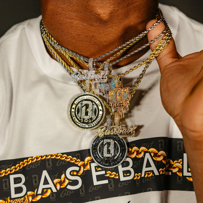 Model wearing Yellow Gold BL101 Drip Plate necklace