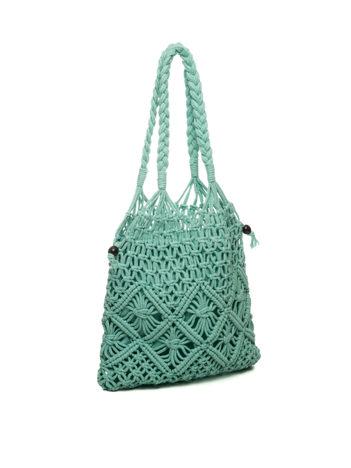 HATYOU borsa a spalla macramé verde acqua BP0328 MACRAME-ACQUA