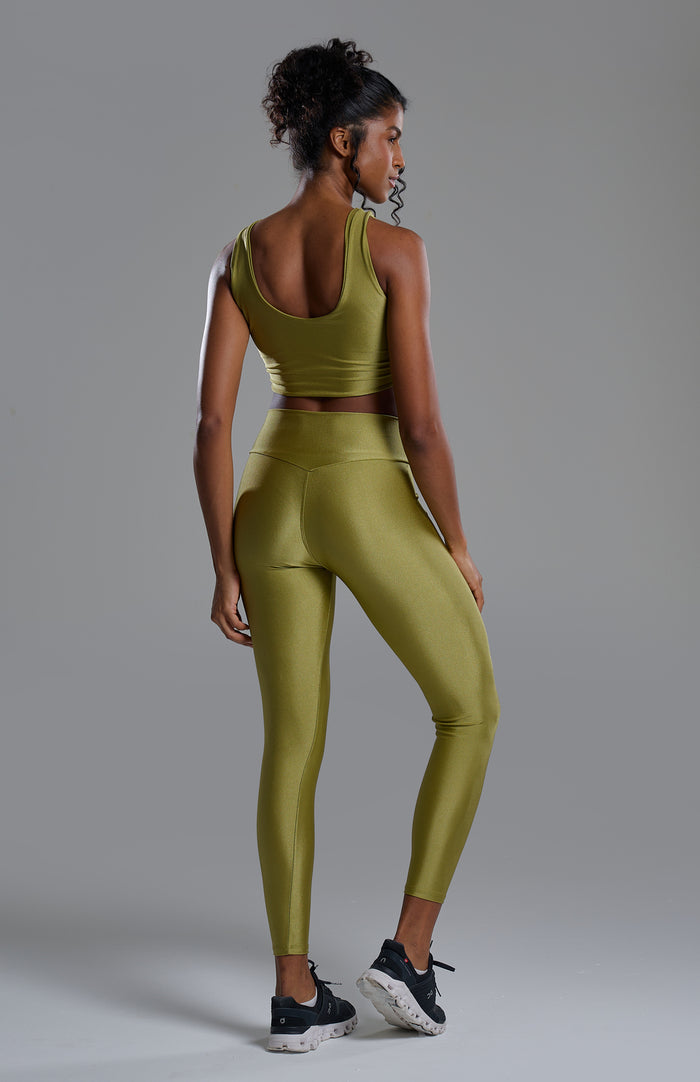 Calça Metalic Cós V Verde