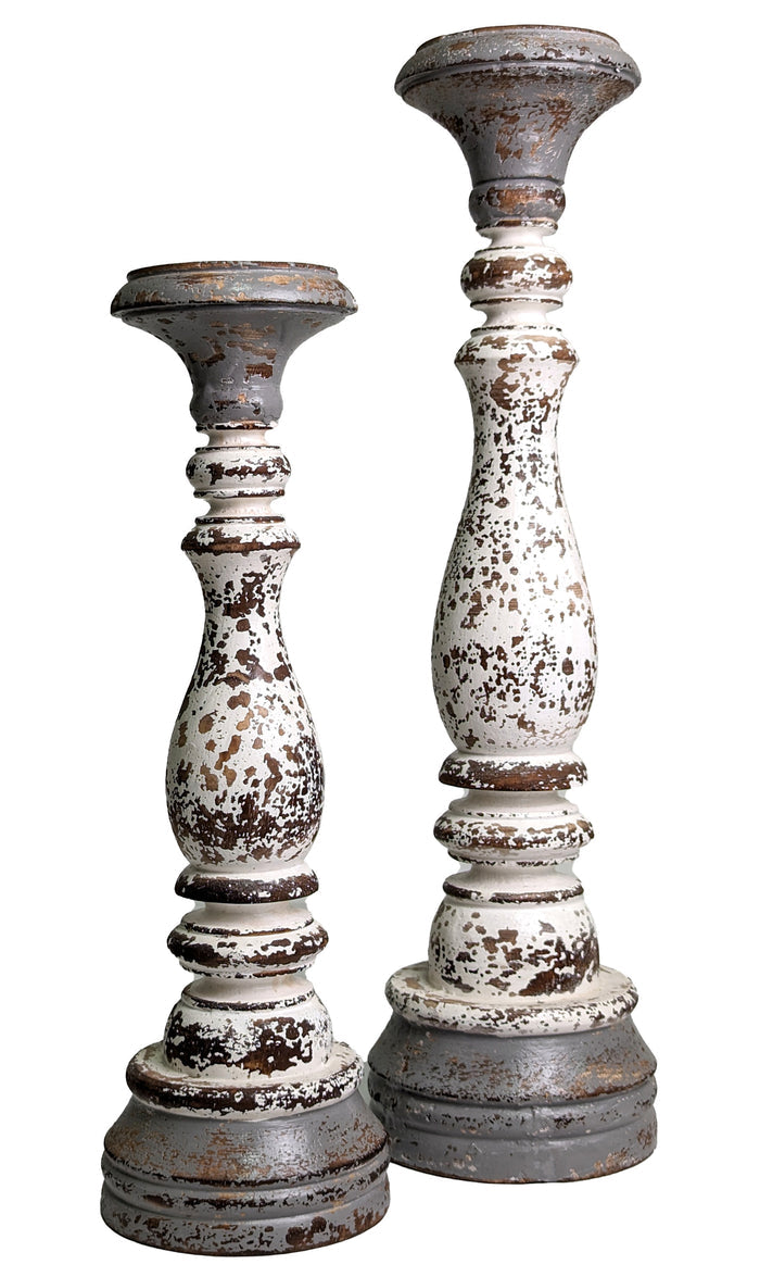 Candle Holder, S/2, Grey