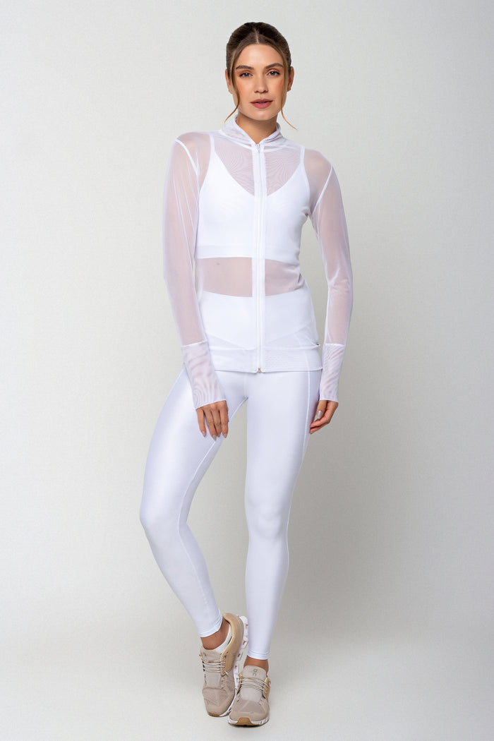 Casaco Manga Longa Tule Branco