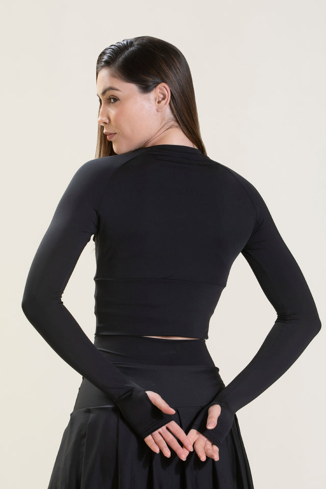 Cropped Manga Longa Reflexos - Preto
