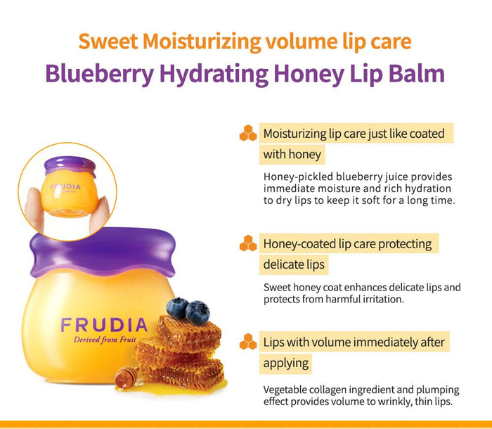 Frudia Blueberry Hydrating Honey Lip Balm 10ml. مرطب الشفاه بالعسل والتوت من فروديا، 10 مل - Princess Cosmetics Qatar