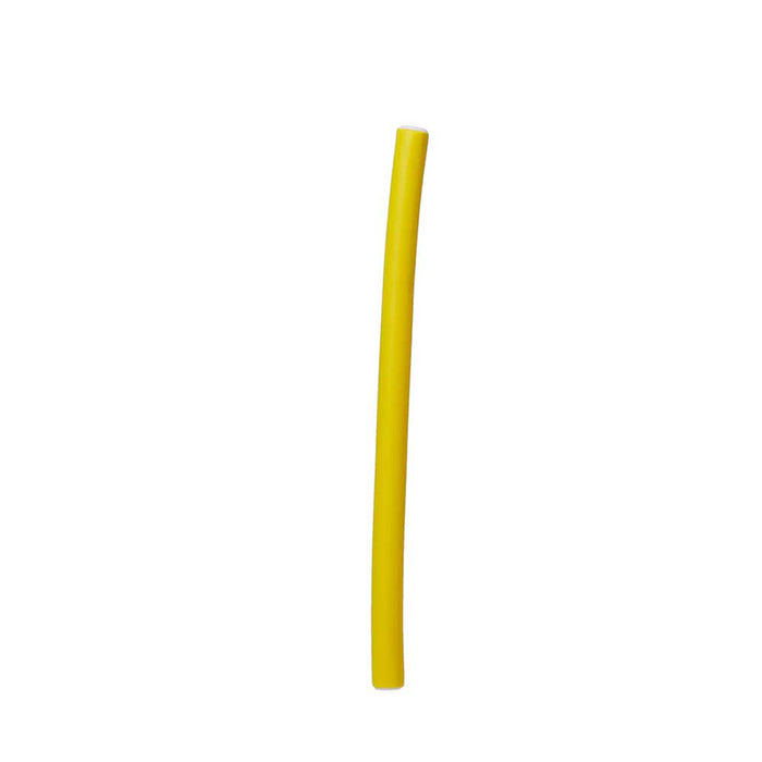 RED BEAUTY by KISS yellow flexi rods for hair styling foam flexible curling rod on white background