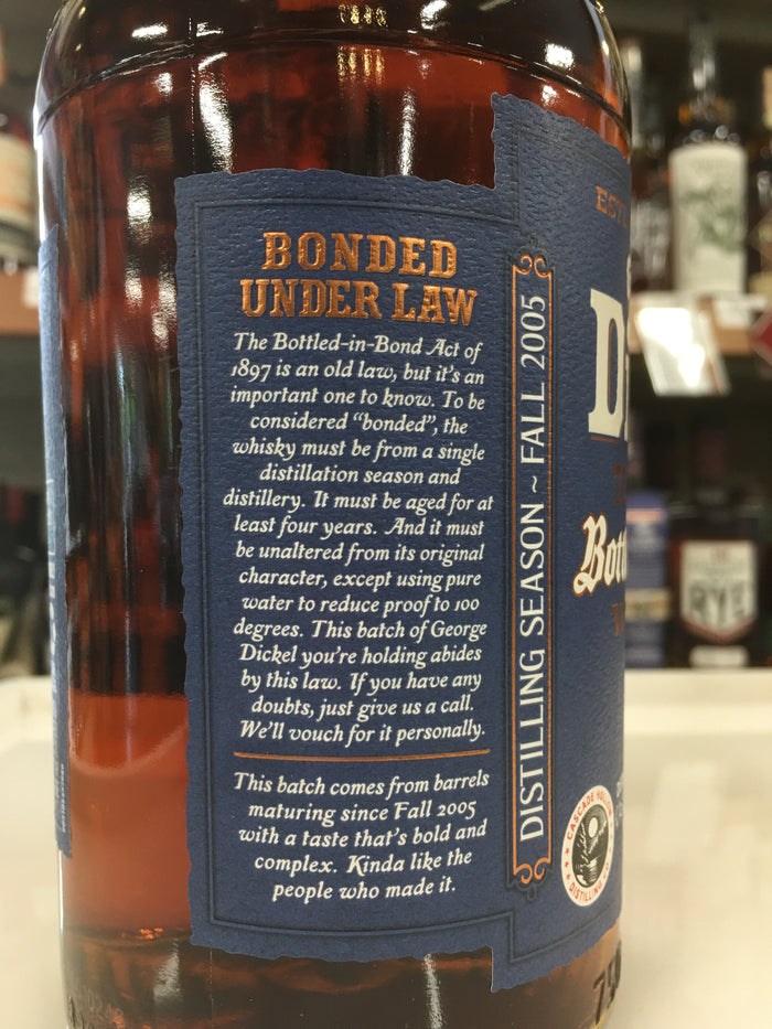 GEORGE DICKEL TENNESSEE BOTTLED IN BOND
