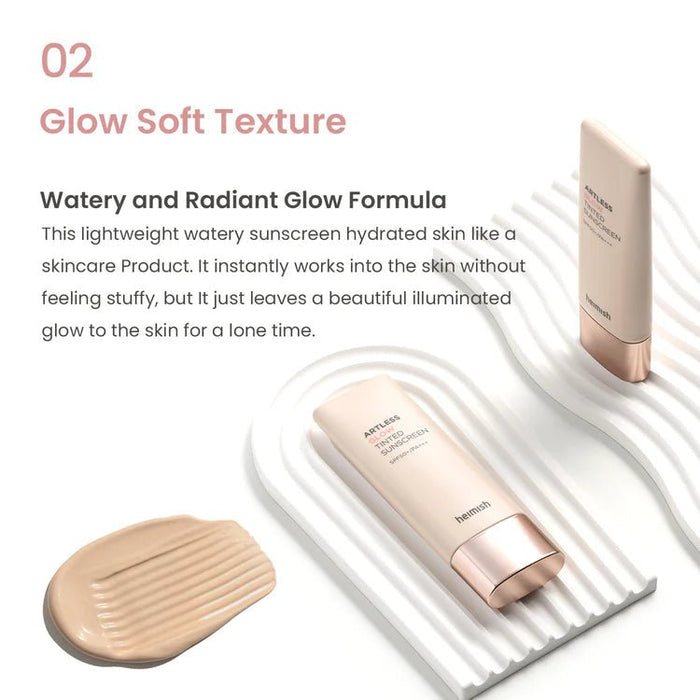 Heimish Artless Glow Tinted Sunscreen SPF50+ PA+++ 40ml واقي الشمس الملوّن هييميش آرتلس جلو SPF50+ PA+++ - Princess Cosmetics Qatar