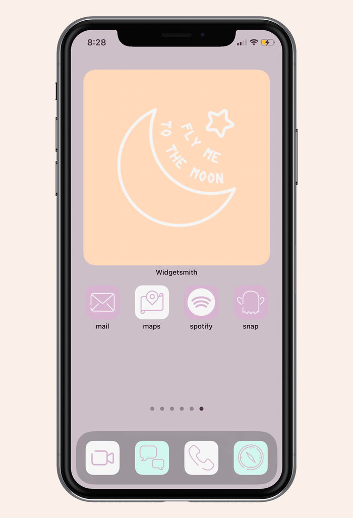 light purple mint and light orange shades of icon widgets