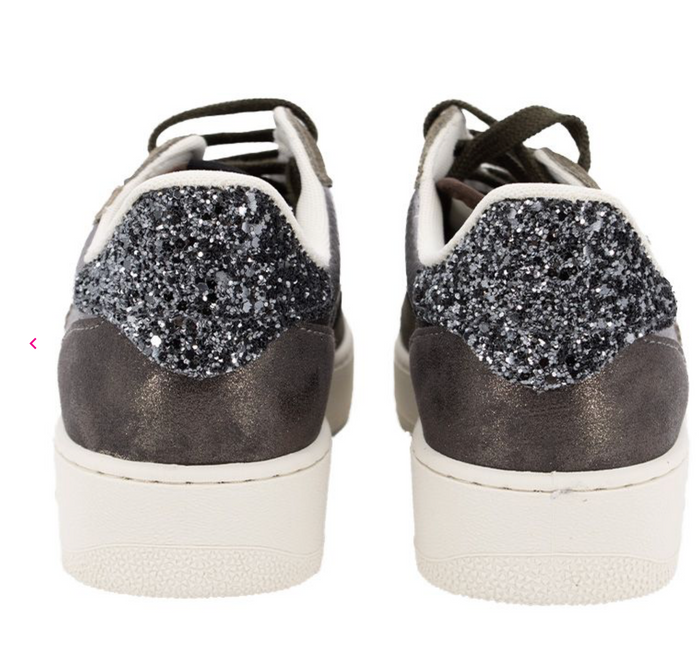 MADRID METAL & SPLIT LEATHER & GLITTER TRAINERS