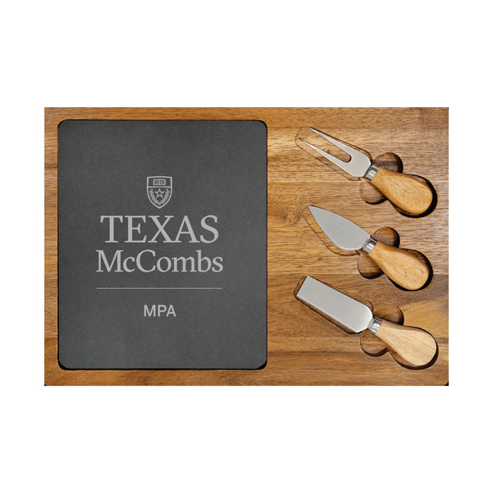 MPA Acacia Wood/Slate Cheese Set w/ Tools