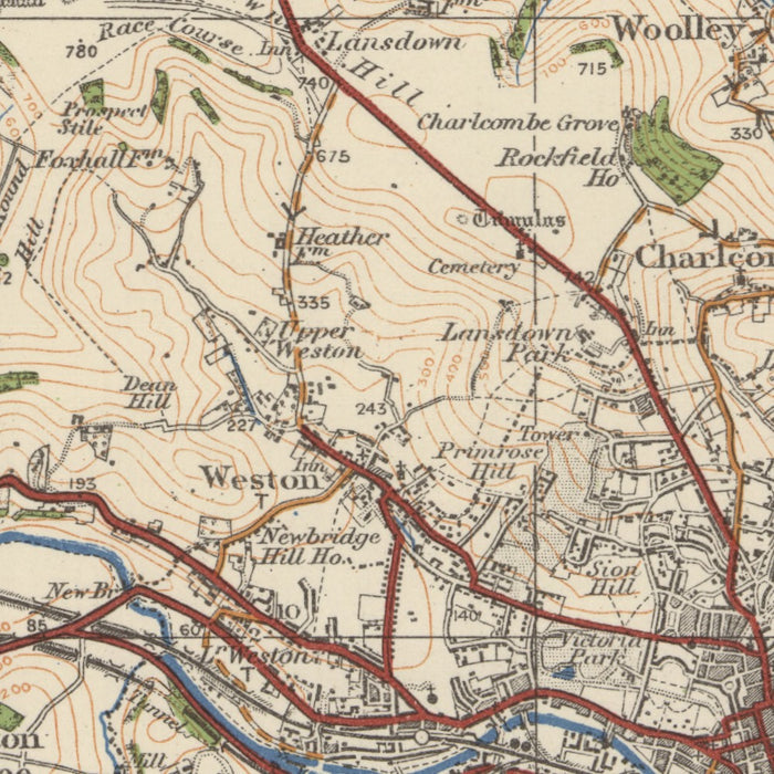 Old Ordnance Survey Map, Sheet 111 - Bath & Bristol, 1925: Chippenham, Trowbridge, Corsham, Melksham, Cotswolds AONB – centre detail crop