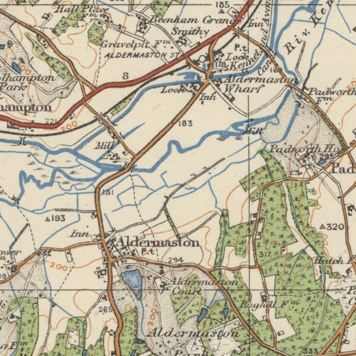 Old Ordnance Survey Map, Sheet 113 - Reading & Newbury, 1925: Wokingham, Basingstoke, Fleet, Kingsclere, Tadley – centre detail crop