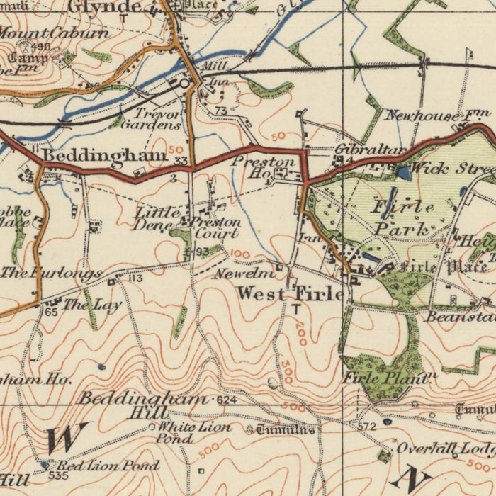 Old Ordnance Survey Map, Sheet 134 - Brighton & Eastbourne, 1925: Lewes, Newhaven, Burgess Hill, Hassocks, Hailsham – centre detail crop