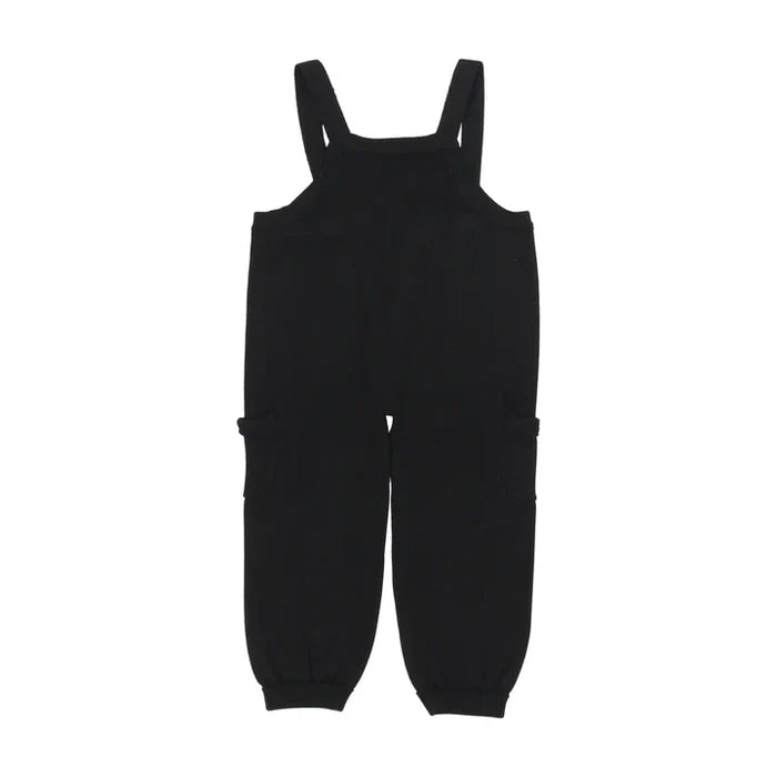 one piece knitted pocket romper - black-9