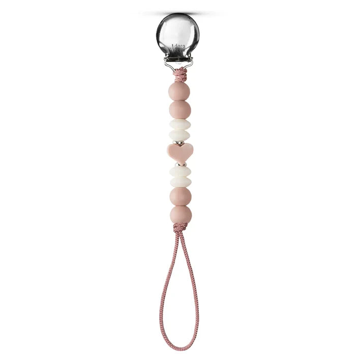 pacifier clip - mauve heart