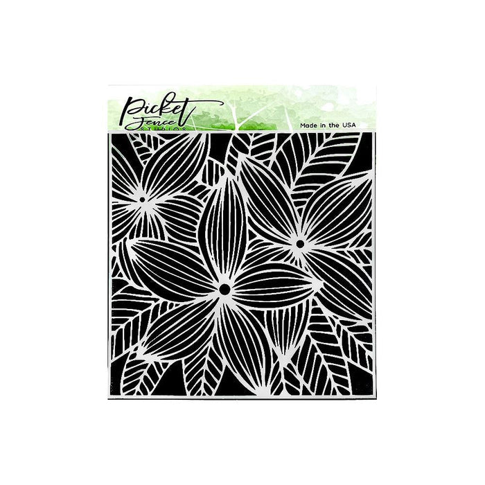 Picket Fence Studios - Stencil 6"X6" - Plumeria Flowers. Available at Embellish Away located in Bowmanville Ontario Canada.