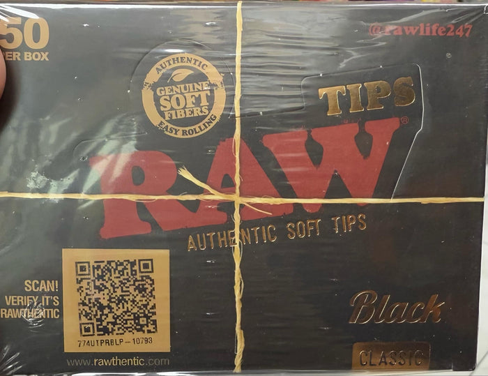 RAW AUTHENTIC SOFT TIPS BLACK BOX | 50 CT