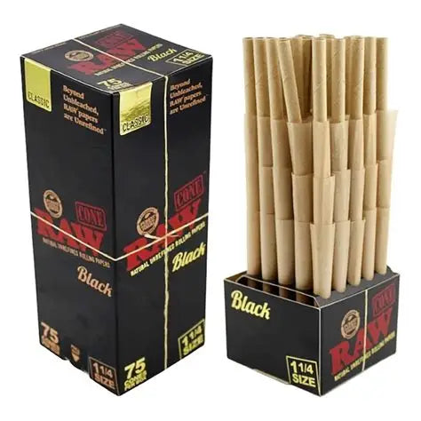 RAW BLACK CONES 1 1/4 SIZE | 75 COUNT