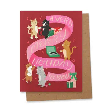 Rockin' Around Cats Holiday Card