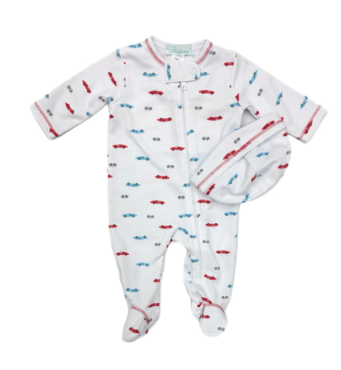 Shimoa Race Car Zip Footie w/ Hat