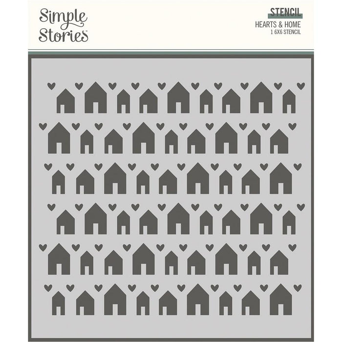 Simple Stories - Hearth & Home Stencil 6"X6" - Hearts & Home. Available at Embellish Away located in Bowmanville Ontario Canada.