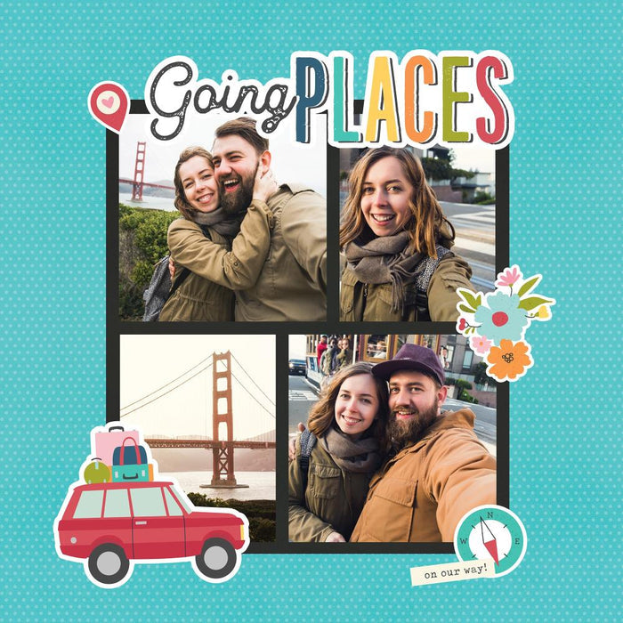 Simple Stories - Simple Pages Page Template - Design 10. Includes (1) 2-4x4 and 2-3x4 divided template. Available at Embellish Away located in Bowmanville Ontario Canada. Example.