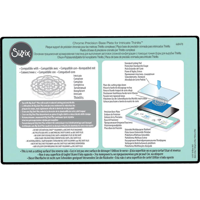 Sizzix - Chrome Precision Base Plate For Intricate Thinlits. For the most precise die-cutting of intricate Thinlits dies in the BIGkick, Big Shot and Vagabond machines, the Chrome Precision Base Plate delivers a perfect cut every time. Available at Embellish Away located in Bowmanville Ontario Canada.