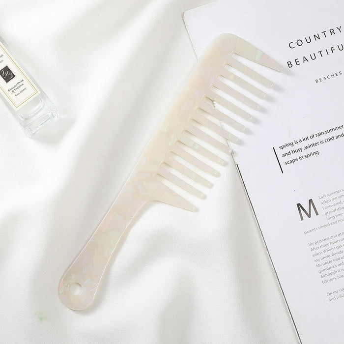 Smooth Glide Detangling Comb with Handle - Shell White