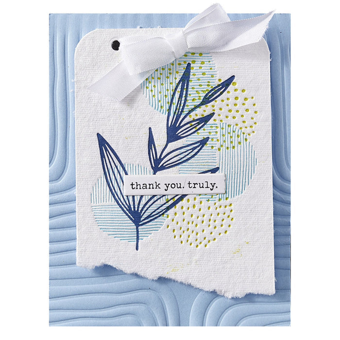 Spellbinders - 3D Embossing Folder - Modern Botanicals - Lined Corners. Available at Embellish Away in Bowmanville Ontario Canada. Example by brand ambassador.