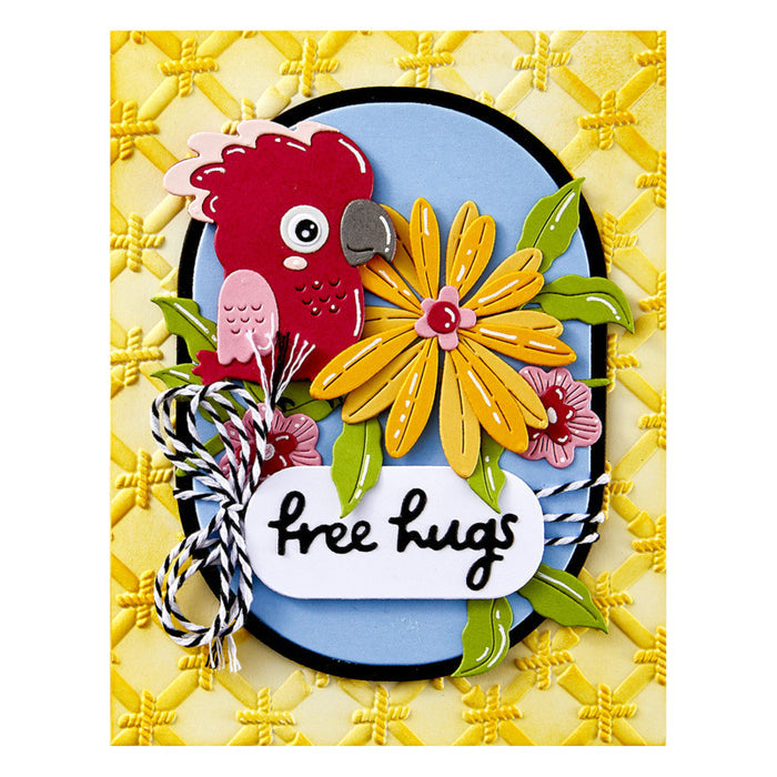 Spellinders - 3D Embossing Folder - Cheerful Chirps - Bamboo Screen. Available at Embellish Away located in Bowmanville Ontario Canada. Example by Brand Ambassador.