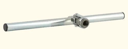 Metallic bike handlebar on a white background