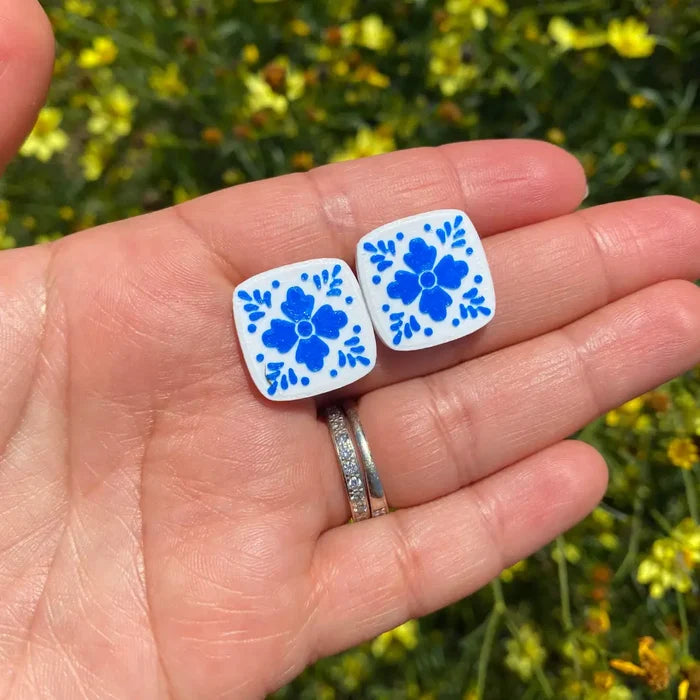 Talavera Tile Stud Earrings