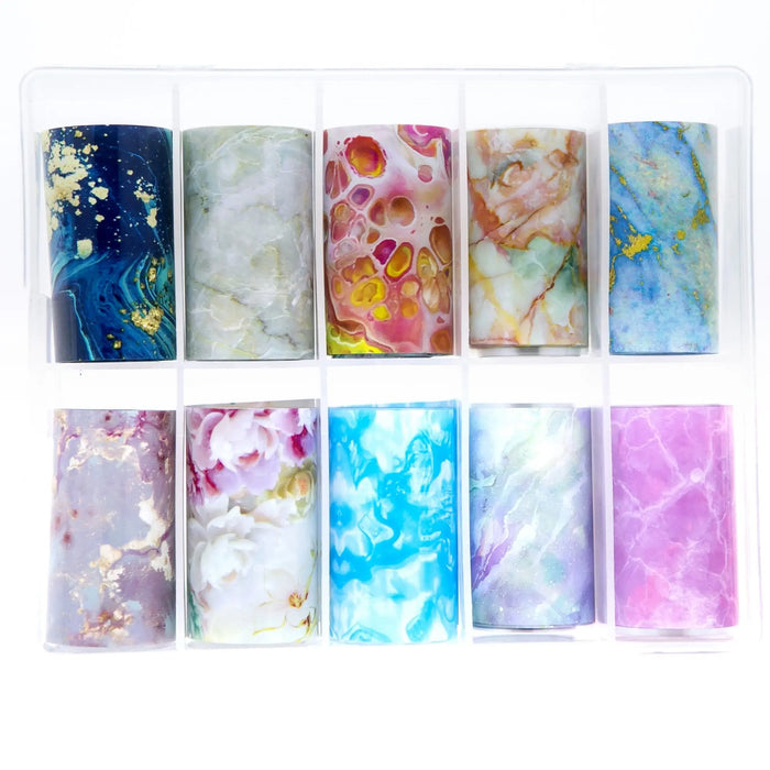 TFS-43 Set of Colourful Marble Designs Transfer Foils Naio Nails