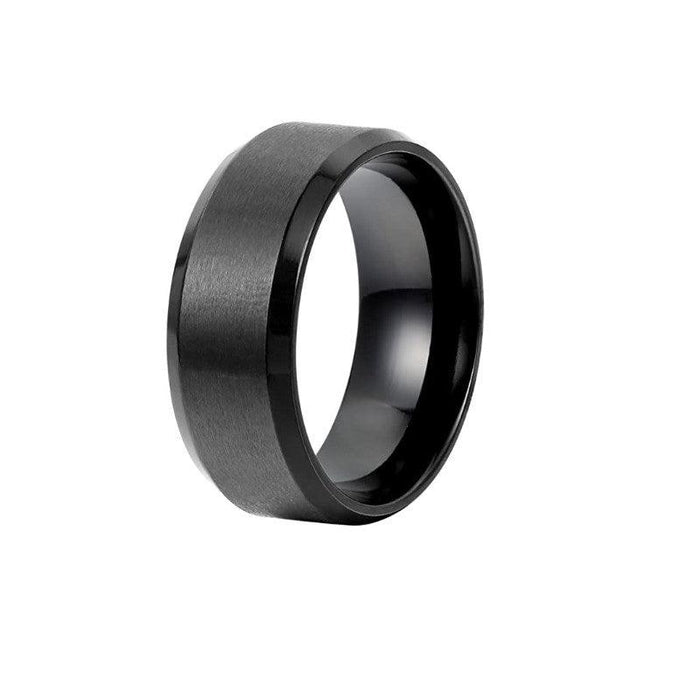 Tungsten Carbide Black Satin Finish Beveled Edge Ring