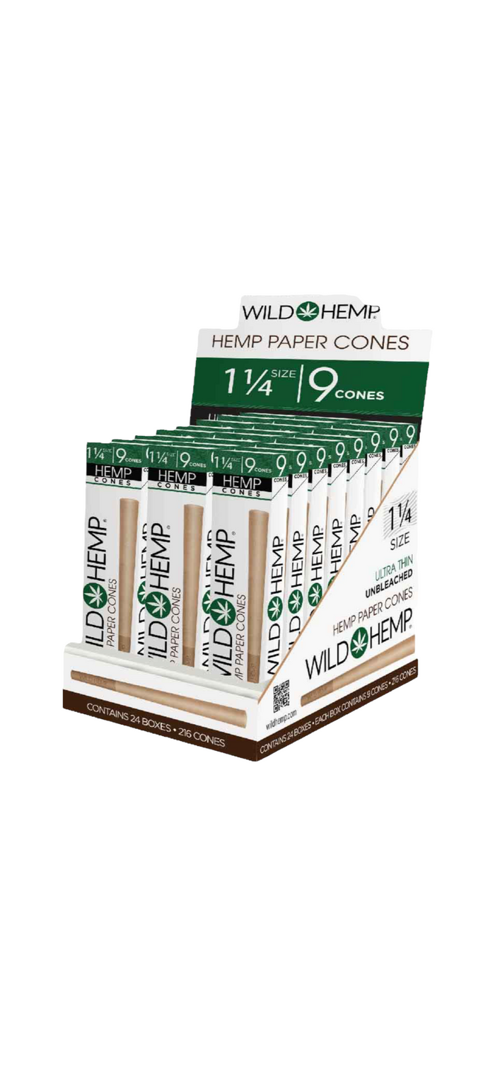 WILD HEMP | HEMP CONES ULTRA THIN UNBLEACHED 1 1/4 SIZE | 24PK