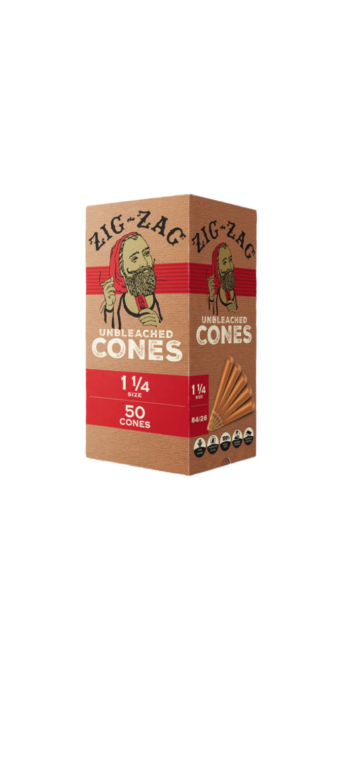 ZIG ZAG | CONES 1 1/4 SIZE UNBLEACHED | 50PK