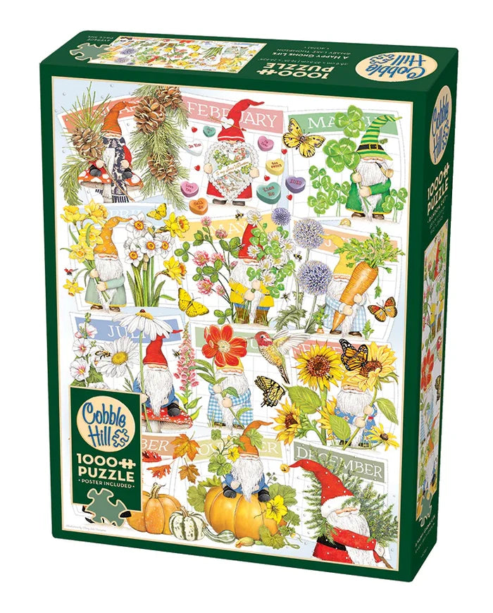 1000 Piece Jigsaw Puzzle - A Happy Gnome Life | Cobble Hill
