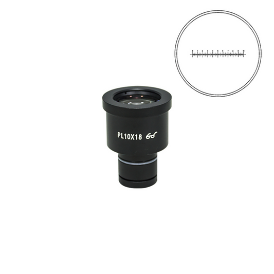 10mm/100 Div Eyepiece Field of View Dia. 18mm 10X Reticle Eyepiece ( Dia. 23.2/FN18), SKU BM02011231, three quarter front view