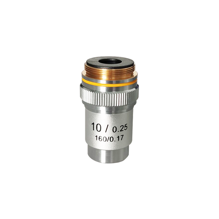 10X Achromatic Microscope Objective Lens Working Distance 7mm, SKU BM04013311, three quarter front view