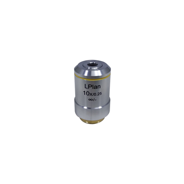 10X Infinity-Corrected Long Working Distance Plan Achromatic Microscope Objective Lens Working Distance 7.94mm, SKU BM05133331, three quarter front view