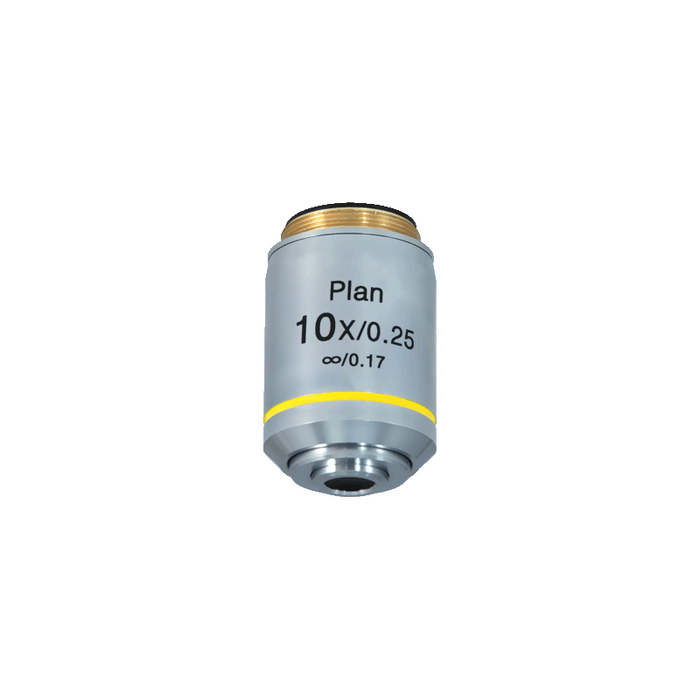 10X Infinity-Corrected Plan Achromatic Microscope Objective Lens, SKU BM13013331, three quarter front view