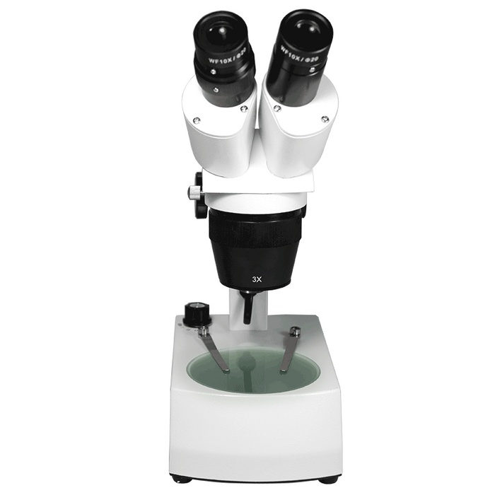 10X/30X Widefield Stereo Microscope, Binocular, Track Stand, LED Top and Bottom Light, Bright Field