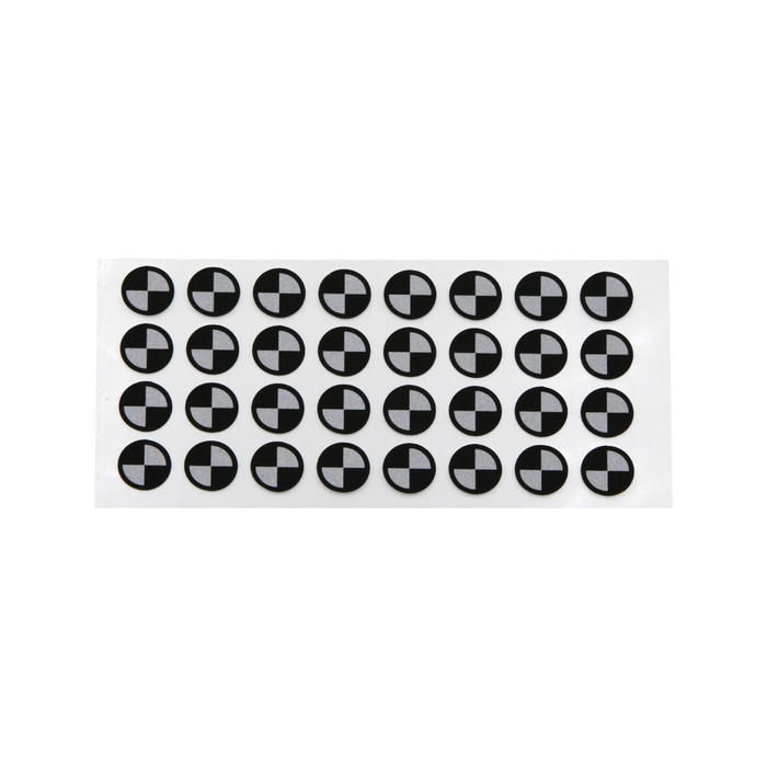 12mm Target Inner Diameter (ID) 10mm 3D scanning reflective markers, SKU CT20081401, three quarter front view