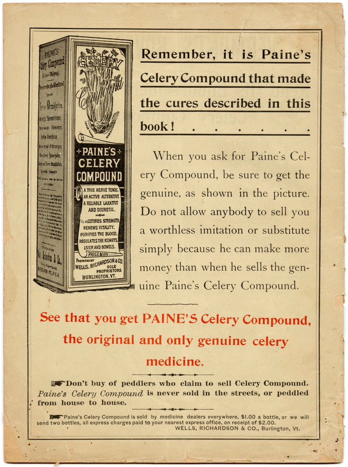 1899 PAINE'S CELERY COMPOUND Promotional Booklet PDF ONLY, Famous Victorians, Quack Nostrum