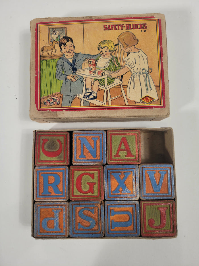 1920's SAFETY-BLOCK Mini Children's Toy Block Set, Hal-Sam, Original Box