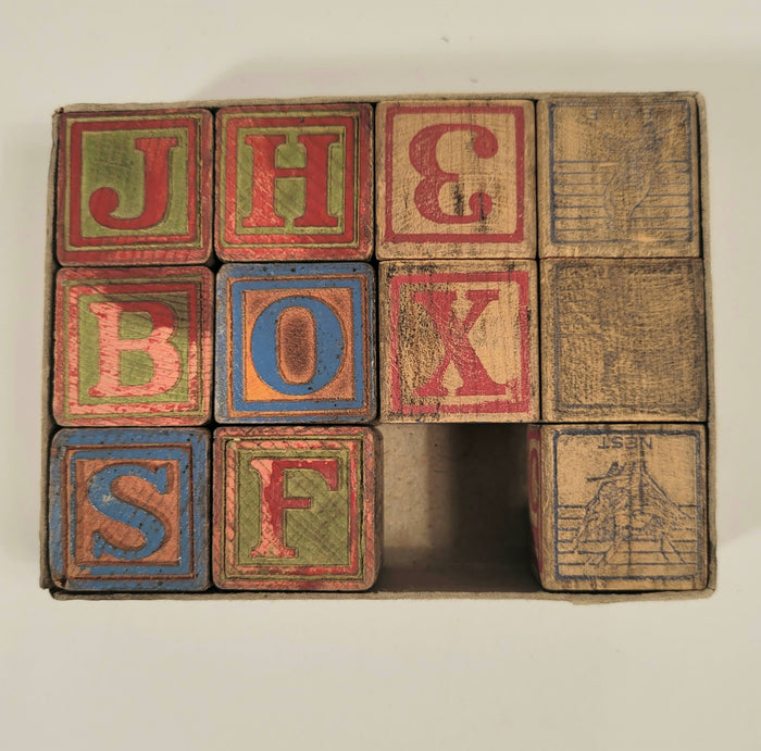 1920's SAFETY-BLOCK Mini Children's Toy Block Set, Hal-Sam, Original Box