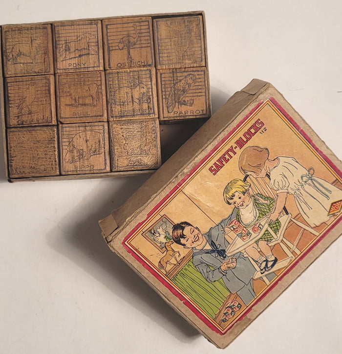 1920's SAFETY-BLOCK Mini Children's Toy Block Set, Hal-Sam, Original Box\