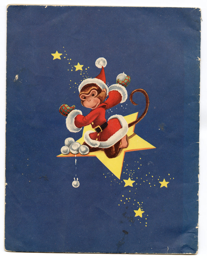 1955 SANTA CLAUS & LILY MONK Children's Flocked Christmas Storybook, Children, Monkey